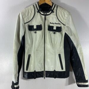 Harley Davidson AMELIA leather jacket , black and White
